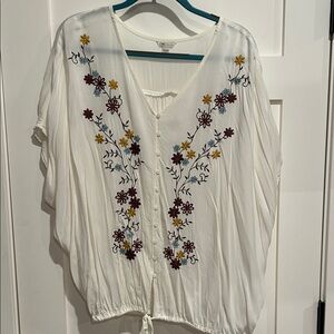 Cato Ivory Blouse with Colorful Floral Design